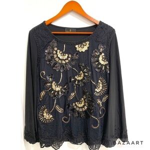 Alfredo Pauly Sequin Mesh women Black Top Sz: 42/ Large